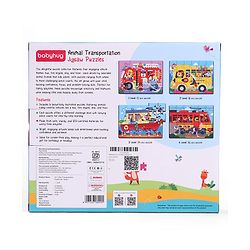 Babyhug 4 in 1 Animal Transportation Jigsaw Puzzle Set - 90 pcs| 4 Difficulty Levels| Beautifully Illustrated| Improves Hand -Eye Coordination & Problem Solving| BIS Certified| Gifting Idea for 3+ yrs