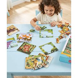 Babyhug 4 in 1 Animal Transportation Jigsaw Puzzle Set - 90 pcs| 4 Difficulty Levels| Beautifully Illustrated| Improves Hand -Eye Coordination & Problem Solving| BIS Certified| Gifting Idea for 3+ yrs