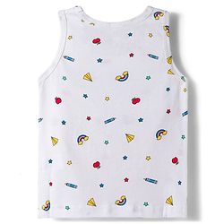 Babyhug 100 % Cotton Knit Sleeveless Sandos with Animal Print Pack of 3 - Red White & Navy Blue