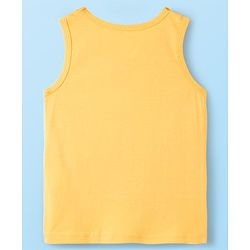 Babyhug 100% Cotton Knit Sleeveless Sando Vests With Stripes & Truck Print Pack of 3 - White & Yellow
