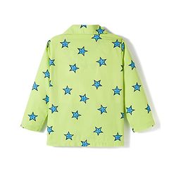 Babyhug Cotton Woven Full Sleeves Co-ords Night Suit With Star Print - Green