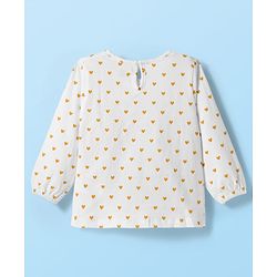 Babyhug Cotton Knit Full Sleeves Inner Tee & Frock With Heart Print & Rabbit Embroidery - Yellow & White