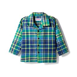 Babyhug Cotton Woven Full Sleeves Co-ords Night Suit With Checks  - Blue