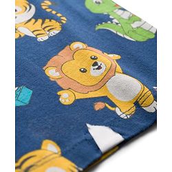 Babyhug Cotton Knit Full Sleeves Co-ords Night Suit With Animal Print - Navy Blue