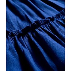 Babyhug Cotton Woven Half Sleeves Solid Frock - Navy Blue