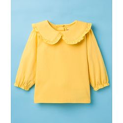 Babyhug Twill Woven Floral Printed Frock with Full Sleeves Inner Tee - White & Yellow