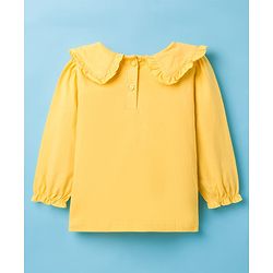 Babyhug Twill Woven Floral Printed Frock with Full Sleeves Inner Tee - White & Yellow