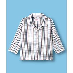 Babyhug Cotton Woven Full Sleeves Checks Co-ord Night Suit - White