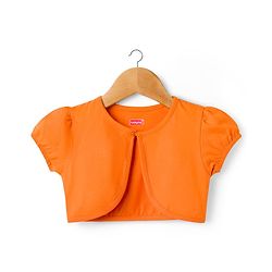 Babyhug Cotton Woven Floral Printed Frock with Half Sleeves Shrug - Orange