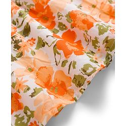 Babyhug Cotton Woven Floral Printed Frock with Half Sleeves Shrug - Orange