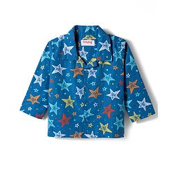 Babyhug Cotton Woven Full Sleeves Co-ord Night Suit With Star Print - Navy Blue