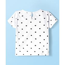 Babyhug Woven Frock with Half Sleeves Inner Tee & Bow Applique Polka Dot Print - Red & White