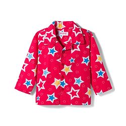 Babyhug Cotton Woven Full Sleeves Co-ord Night Suit With Star Print - Red