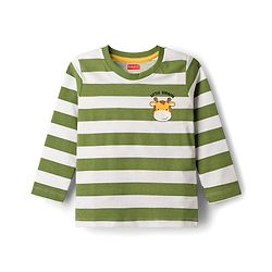 Babyhug Cotton Knit Full Sleeves Striped & Animal Printed T-Shirts Pack of 3 - Yellow Red & Green