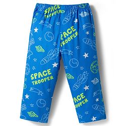 Babyhug Cotton Woven Full Sleeves Front Open Co-Ord Night Suit with Space Theme Print - Blue