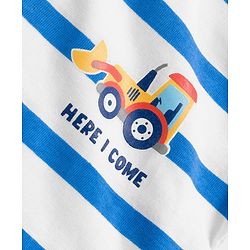 Babyhug Cotton Knit Full Sleeves Striped & Vehicle Printed T-Shirts Pack of 3 - Blue Orange & White