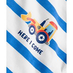 Babyhug Cotton Knit Full Sleeves Striped & Vehicle Printed T-Shirts Pack of 3 - Blue Orange & White