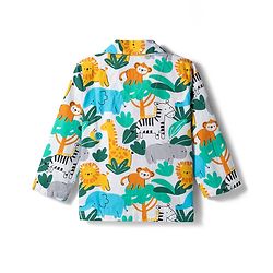 Babyhug 100% Cotton Woven Full Sleeves Co-ord Night Suit With Animal Print - White