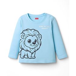 Babyhug Cotton Knit Full Sleeves T-Shirts with Animal Print Pack of 3 - Cream Light Blue & Green
