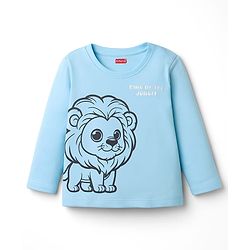Babyhug Cotton Knit Full Sleeves T-Shirts with Animal Print Pack of 3 - Cream Light Blue & Green