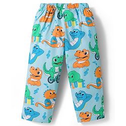 Babyhug Cotton Woven Full Sleeves Co-ord Night Suit With Dino Print - Light Blue