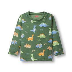 Babyhug Cotton Knit Full Sleeves T-Shirts With Dino Print Pack of 3 - Navy Blue Green & Yellow