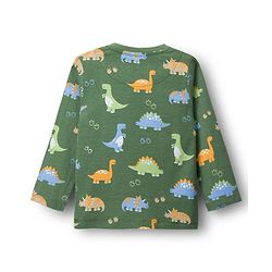 Babyhug Cotton Knit Full Sleeves T-Shirts With Dino Print Pack of 3 - Navy Blue Green & Yellow