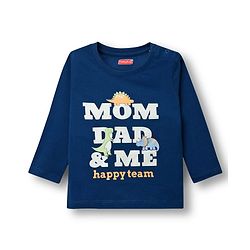 Babyhug Cotton Knit Full Sleeves T-Shirts With Dino Print Pack of 3 - Navy Blue Green & Yellow