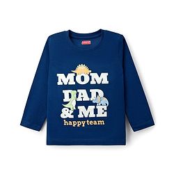 Babyhug Cotton Knit Full Sleeves T-Shirts With Dino Print Pack of 3 - Navy Blue Green & Yellow