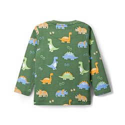 Babyhug Cotton Knit Full Sleeves T-Shirts With Dino Print Pack of 3 - Navy Blue Green & Yellow