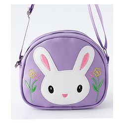 Babyhug Sling Bag With Floral Embroidery & Bunny Patch - Purple