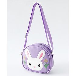 Babyhug Sling Bag With Floral Embroidery & Bunny Patch - Purple