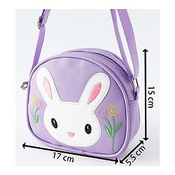 Babyhug Sling Bag With Floral Embroidery & Bunny Patch - Purple