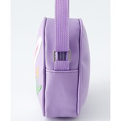 Babyhug Sling Bag With Floral Embroidery & Bunny Patch - Purple