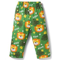 Babyhug Cotton Woven Full Sleeves Co-ord Night Suit With Animal Print - Green