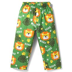 Babyhug Cotton Woven Full Sleeves Co-ord Night Suit With Animal Print - Green