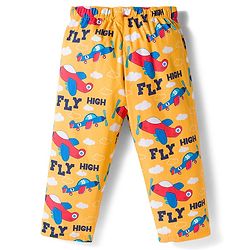 Babyhug Cotton Woven Full Sleeves Co-ord Night Suit With Plane Print - Yellow