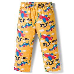 Babyhug Cotton Woven Full Sleeves Co-ord Night Suit With Plane Print - Yellow