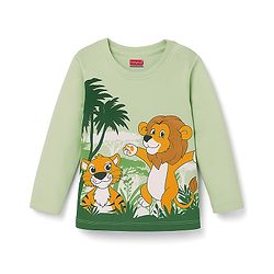 Babyhug Cotton Knit Full Sleeves T-Shirt with Animal Print - Green