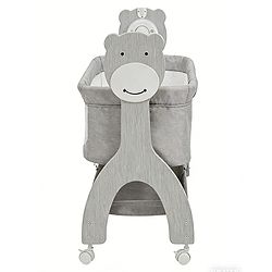 Babyhug Wooden Cradle with Mosquito Net - Grey| Swing Lock & Wheels| Safe & Durable Baby Cot with Storage| Smooth Rocking| Spacious Sleeping Area| Bassinet| Suitable for Newborn