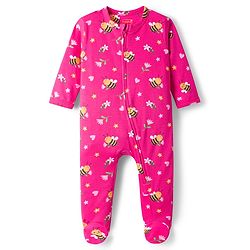 Babyhug Cotton Knit Full Sleeves Footed Sleepsuit With Floral Print - Pink