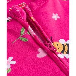 Babyhug Cotton Knit Full Sleeves Footed Sleepsuit With Floral Print - Pink