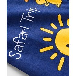 Babyhug Cotton Knit Full Sleeves Footed Sleepsuit With Animal Print - Navy Blue