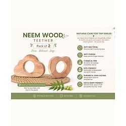 Babyhug Natural Steam Beech Wood Teether Pack of 2 (design may vary)