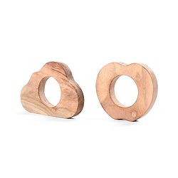 Babyhug Natural Steam Beech Wood Teether Pack of 2 (design may vary)