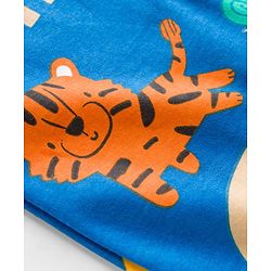 Babyhug Cotton Knit Full Sleeves Footed Sleepsuit With Animal Print - Blue