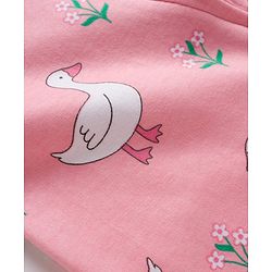 Babyhug Cotton Knit Full Sleeves Footed Sleepsuit With Bird Print - Pink