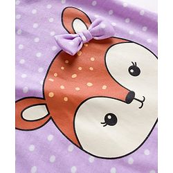 Babyhug Cotton Knit Full Sleeves Footed Sleepsuit With Animal Print - Lavender