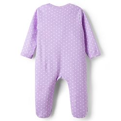 Babyhug Cotton Knit Full Sleeves Footed Sleepsuit With Animal Print - Lavender