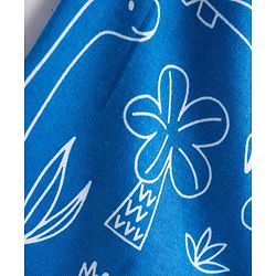 Babyhug Cotton Knit Full Sleeves Footed Sleepsuit With Dino Print - Blue